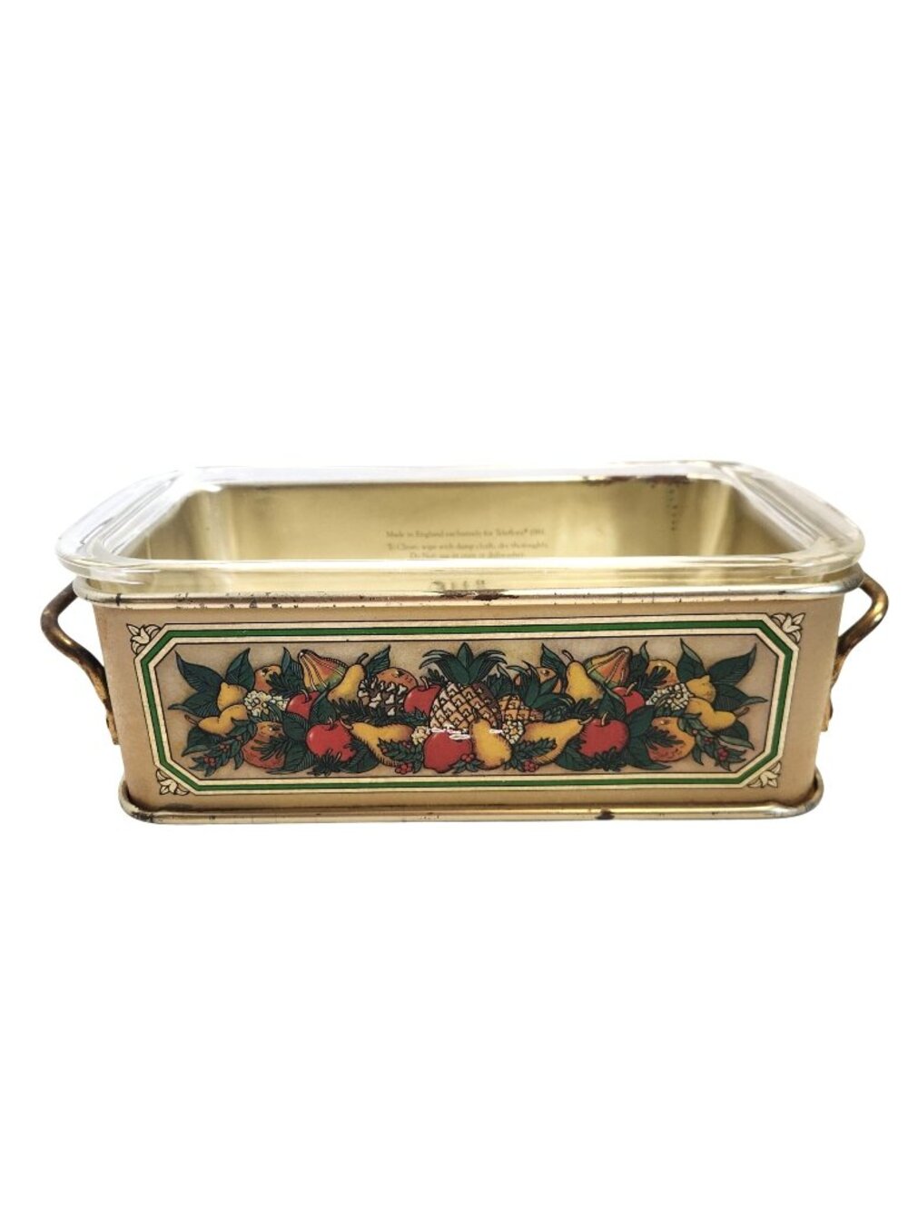 PYREX Meatloaf Baking Dish with Metal Liner Carrier Vintage Glass Loaf Pan READ